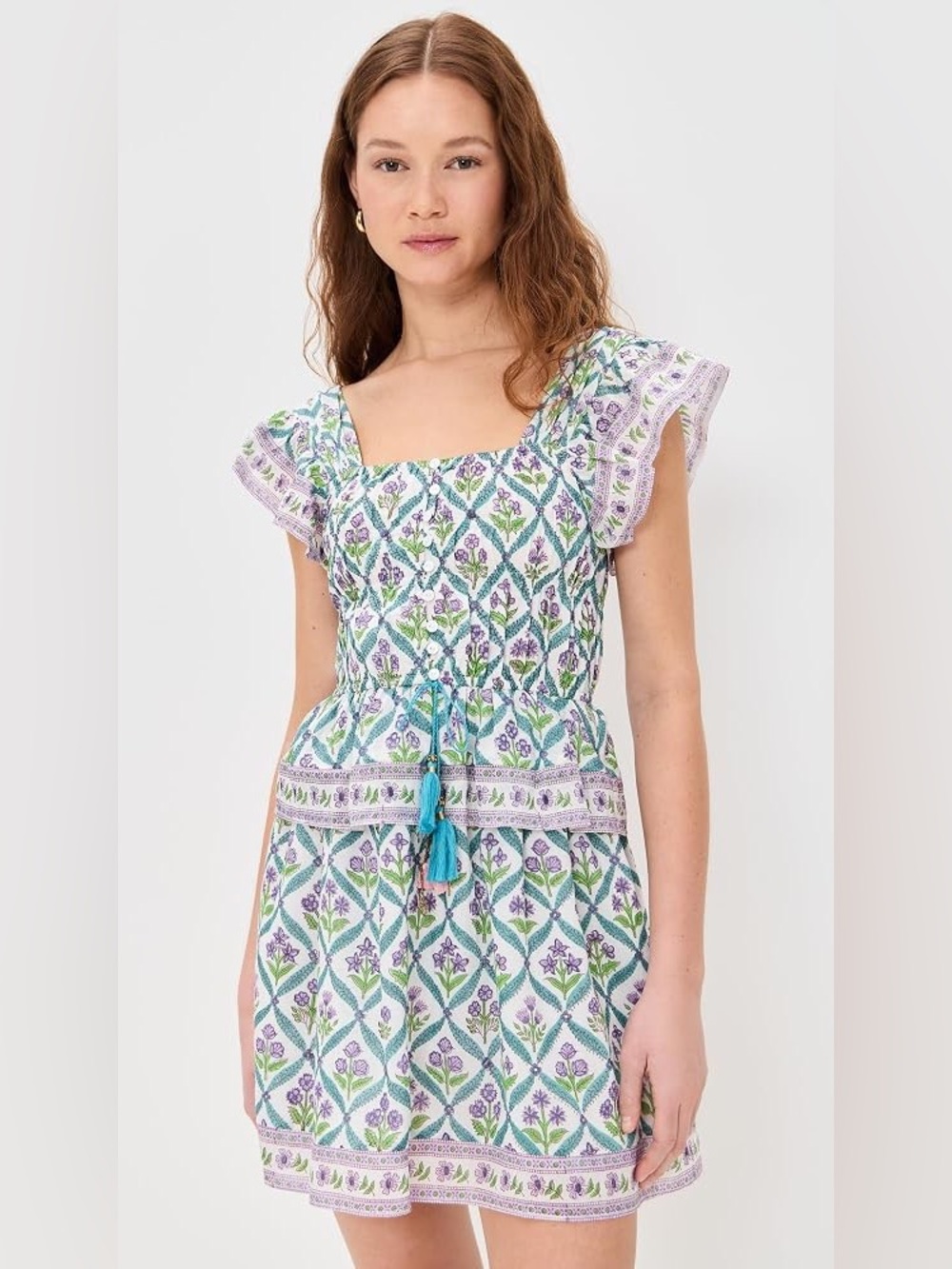 Bell Fleur Square-Neck Mini Dress in Lavender and Teal- NWT from Shopbop
